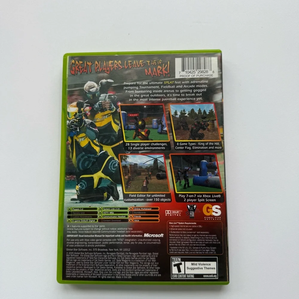 Splat Magazine Renegade Paintball (Xbox,‎ 2005) CIB